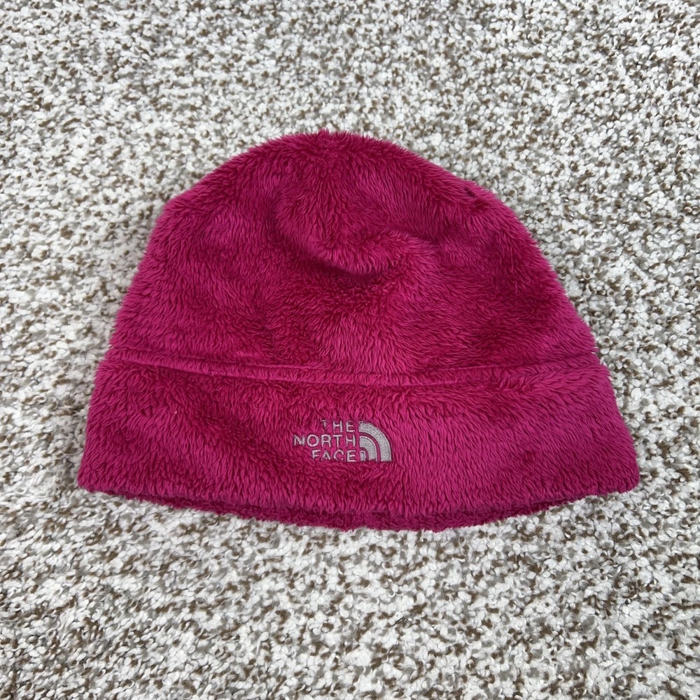 The North Face Hat Beanie Girls Medium Pink Fleece Winter Thermal Logo Outdoor‎